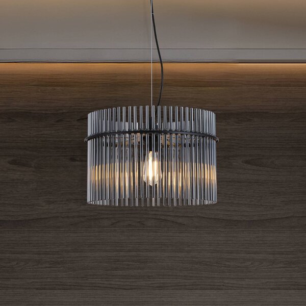 Searchlight Lampa wisząca Swizzle, możliwość ściemniania, aluminiowy / szary / cynkowy, salon / jadalnia, szkło