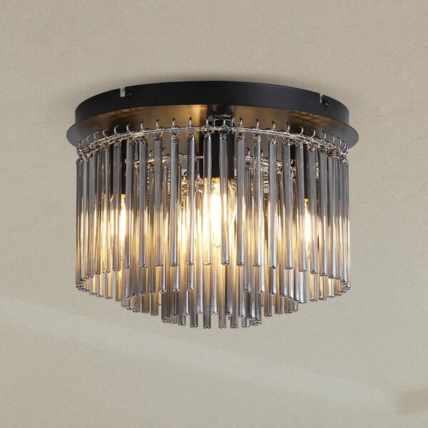 Searchlight Lampa sufitowa Swizzle, możliwość ściemniania, aluminiowy / szary / cynkowy, salon / jadalnia, szkło