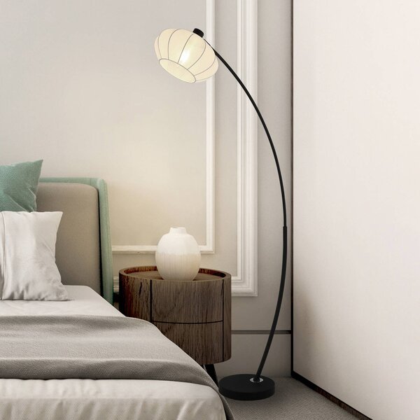 Searchlight Lampa stojąca Radiant, czarno-biała, wysokość 156 cm, metal/tkanina Radiant, czarny, salon / jadalnia, metal