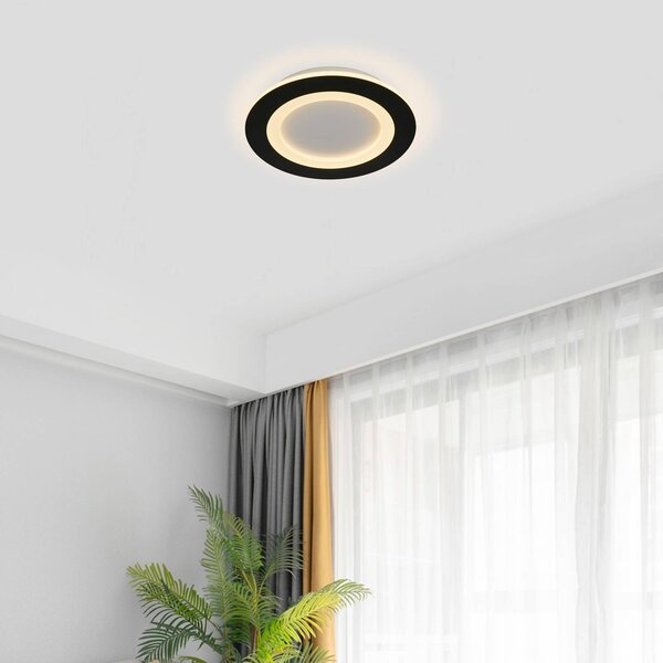 Searchlight Lampa sufitowa Ringo, możliwość ściemniania, czarny, salon / jadalnia, metal, nowoczesny