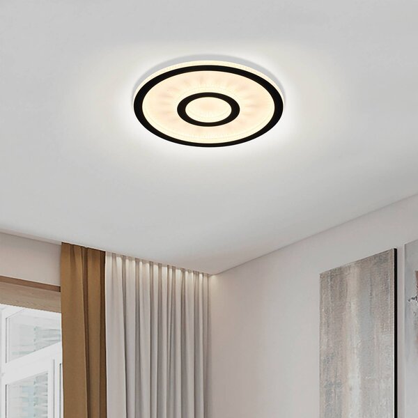 Searchlight Lampa sufitowa Roundel, możliwość ściemniania, biały / opal, salon / jadalnia, metal, nowoczesny