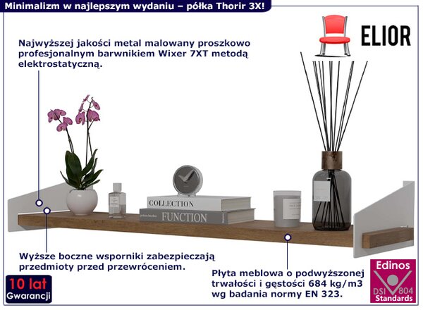 Półka ścienna na książki biały + dąb lancelot T9-P77