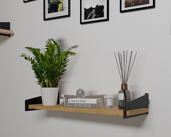 Ścienna półka na książki w stylu loft czarny + dąb artisan K3-K45