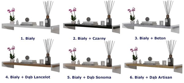 Wisząca półka nad biurko biały + czarny C3-W26