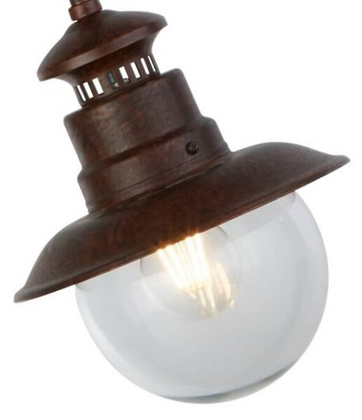 Searchlight Lampa wisząca zewnętrzna Station, kolor rdzawobrązowy, Ø 22 cm, metal/szkło możliwość ściemniania, brązowy / rdzawy, metal, industrialny