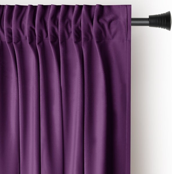 Fioletowa aksamitna zasłona częściowo zaciemniająca (dimout) 140x245 cm Pleat – Restilo