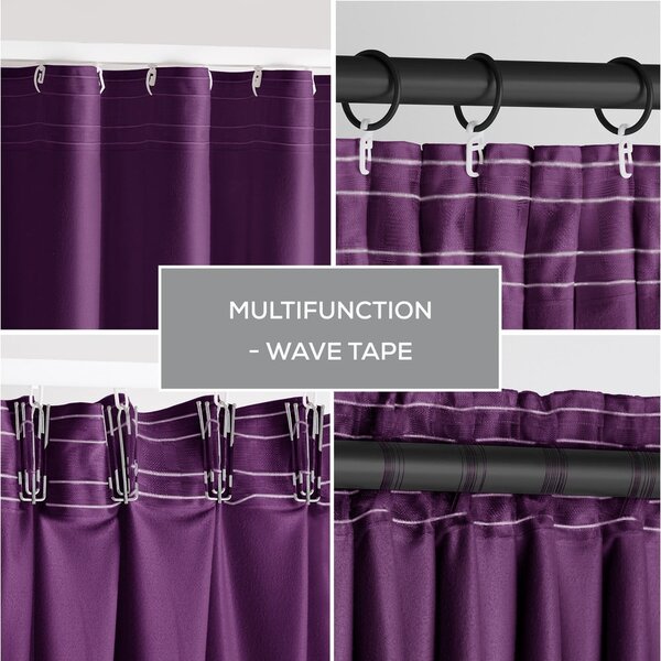 Fioletowa aksamitna zasłona częściowo zaciemniająca (dimout) 140x245 cm Pleat – Restilo