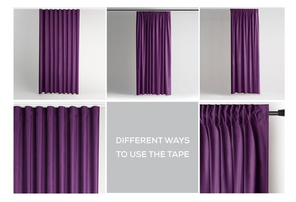 Fioletowa aksamitna zasłona częściowo zaciemniająca (dimout) 140x245 cm Pleat – Restilo