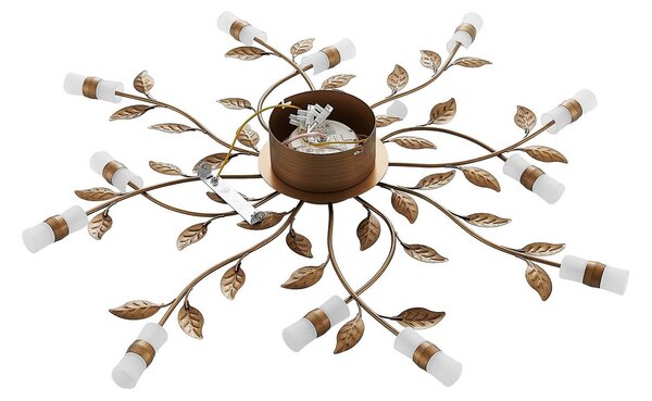 Lampa sufitowa LED Bentas Lindby, brązowy / mosiężny, salon / jadalnia, metal, florentyński