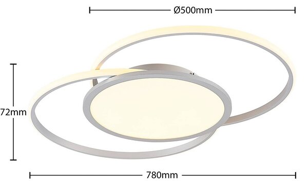 Lampa sufitowa LED Senne Lucande, możliwość ściemniania, aluminiowy / szary / cynkowy, sypialnia, metal, nowoczesny