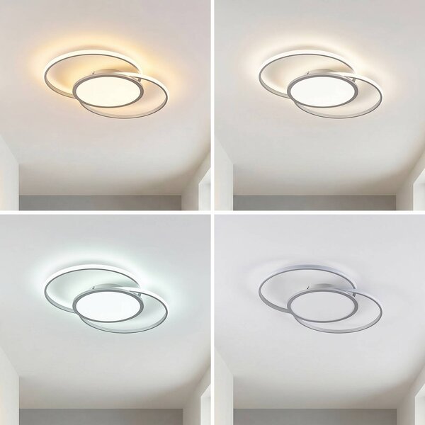 Lampa sufitowa LED Senne Lucande, możliwość ściemniania, aluminiowy / szary / cynkowy, sypialnia, metal, nowoczesny