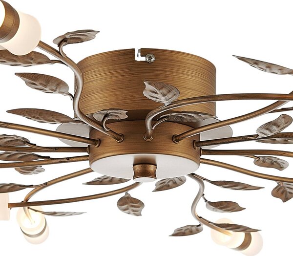 Lampa sufitowa LED Bentas Lindby, brązowy / mosiężny, salon / jadalnia, metal, florentyński