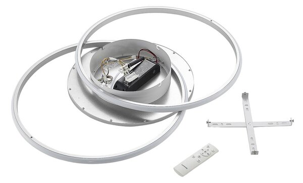 Lampa sufitowa LED Senne Lucande, możliwość ściemniania, aluminiowy / szary / cynkowy, sypialnia, metal, nowoczesny