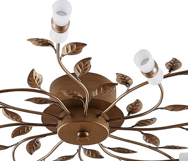 Lampa sufitowa LED Bentas Lindby, brązowy / mosiężny, salon / jadalnia, metal, florentyński