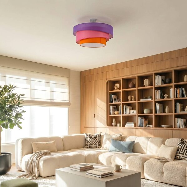 Lampa sufitowa Melia Lindby, możliwość ściemniania, fioletowy / różowy / bladoróżowy, salon / jadalnia, tkanina / materiał / jedwab, nowoczesny