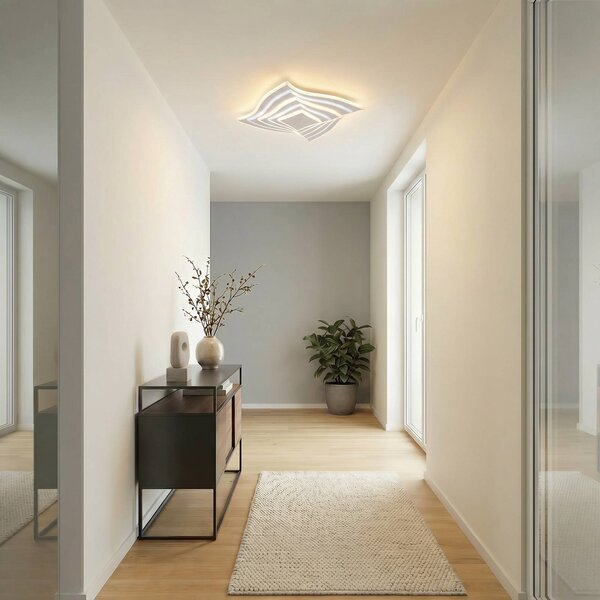 Lampa sufitowa LED Rebeka Lindby, możliwość ściemniania, biały / opal, salon / jadalnia, metal, nowoczesny