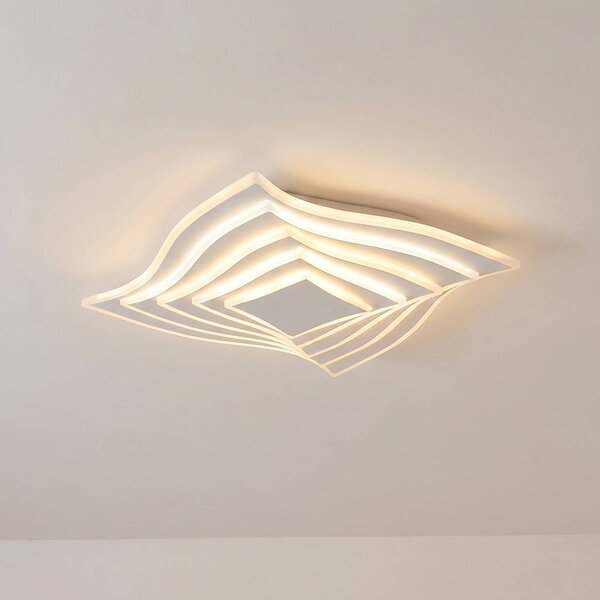 Lampa sufitowa LED Rebeka Lindby, możliwość ściemniania, biały / opal, salon / jadalnia, metal, nowoczesny