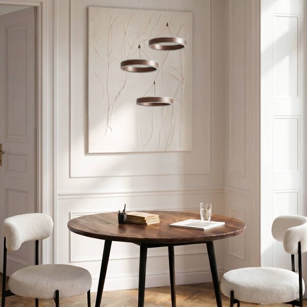 Lampa wisząca Kolo Lucande, możliwość ściemniania, brązowy / rdzawy, salon / jadalnia, metal, nowoczesny