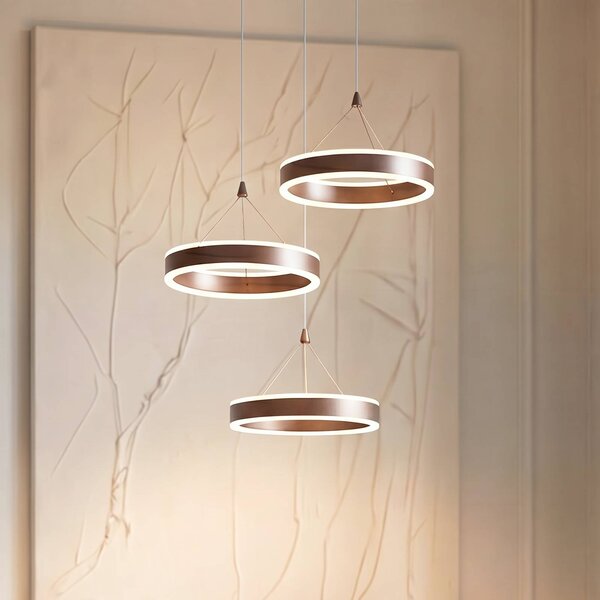 Lampa wisząca Kolo Lucande, możliwość ściemniania, brązowy / rdzawy, salon / jadalnia, metal, nowoczesny