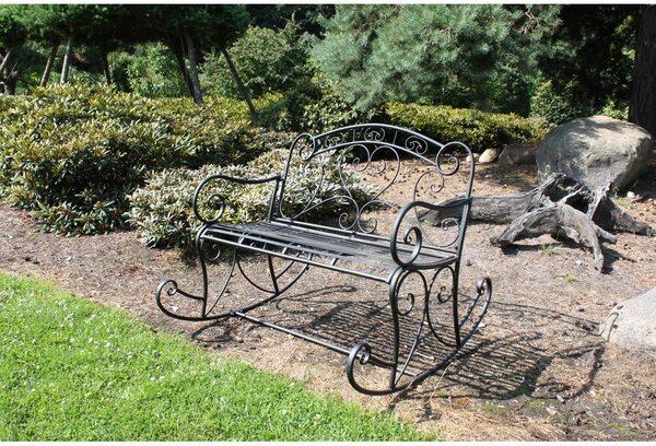 Czarna metalowa ławka ogrodowa Dares – Garden Pleasure