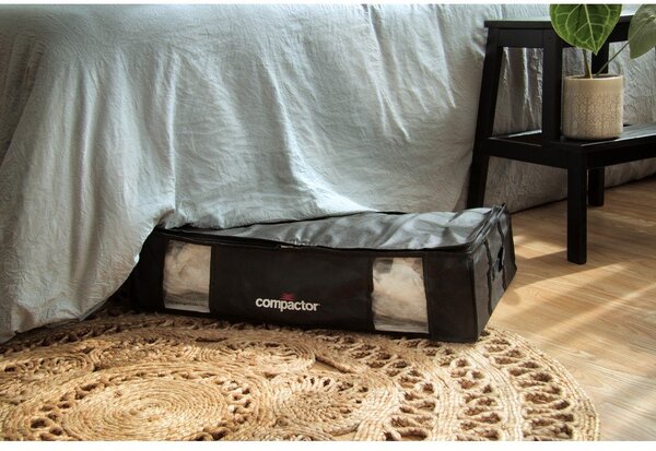 Czarny pojemnik na ubrania pod łóżko Compactor XXL Black Edition 3D, 145 l