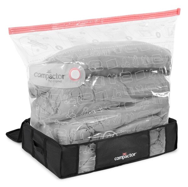 Czarny pojemnik na ubrania pod łóżko Compactor XXL Black Edition 3D, 145 l