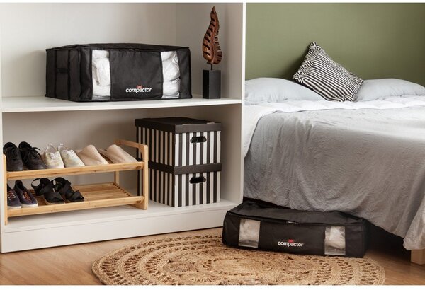 Czarny pojemnik na ubrania pod łóżko Compactor XXL Black Edition 3D, 145 l