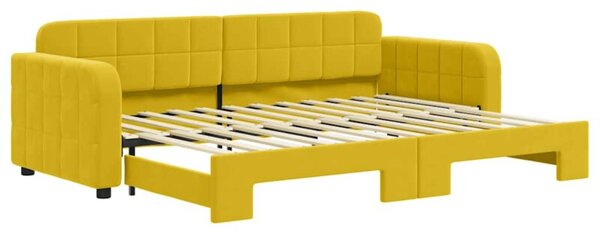 Sofa rozsuwana, żółta, 80x200 cm, aksamit