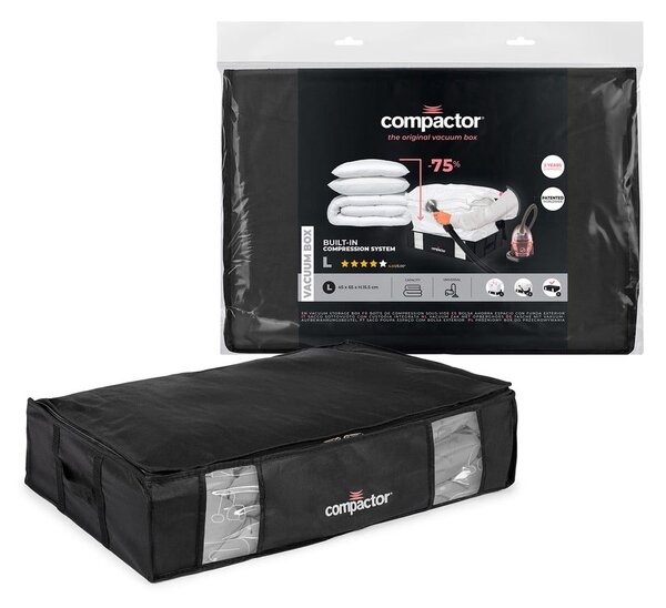 Czarny pojemnik na ubrania pod łóżko Compactor XXL Black Edition 3D, 145 l