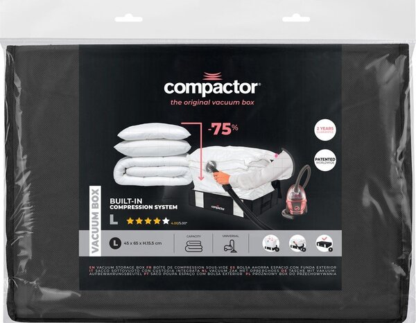 Czarny pojemnik na ubrania pod łóżko Compactor XXL Black Edition 3D, 145 l
