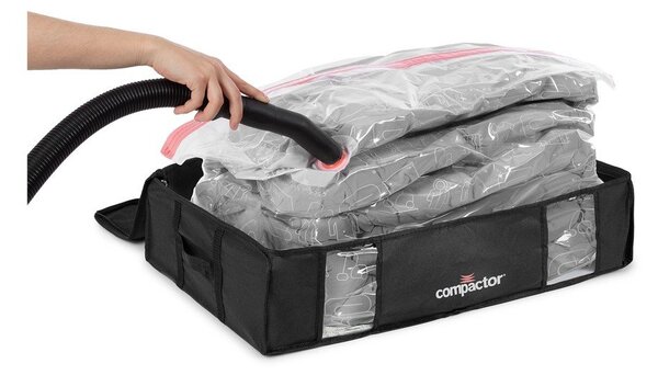 Czarny pojemnik na ubrania pod łóżko Compactor XXL Black Edition 3D, 145 l