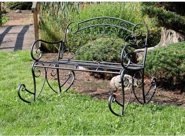 Czarna metalowa ławka ogrodowa Dares – Garden Pleasure