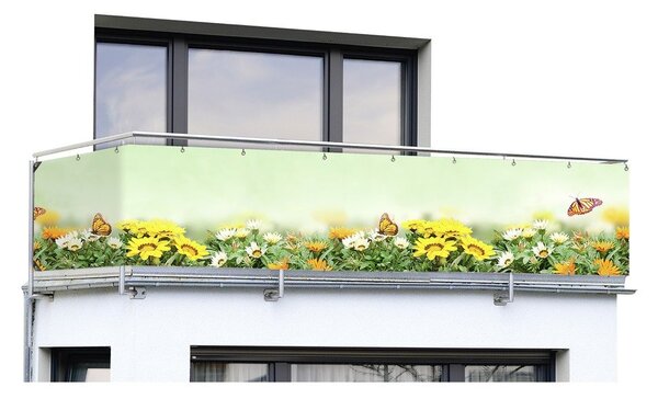 Żółto-zielona plastikowa osłona balkonowa 500x85 cm Butterfly – Maximex