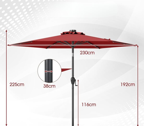 Parasol ogrodowy z oświetleniem LED