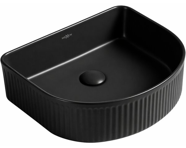 Mexen Grovo umywalka nablatowa ryflowana 40 x 35 cm, czarna mat - 22304085