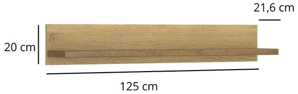 Półka wisząca industrialna 125 cm dąb cremona + dąb lefkas B7-C94