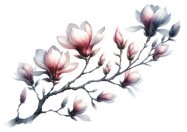 Fototapeta delikatne magnolie na białym tle