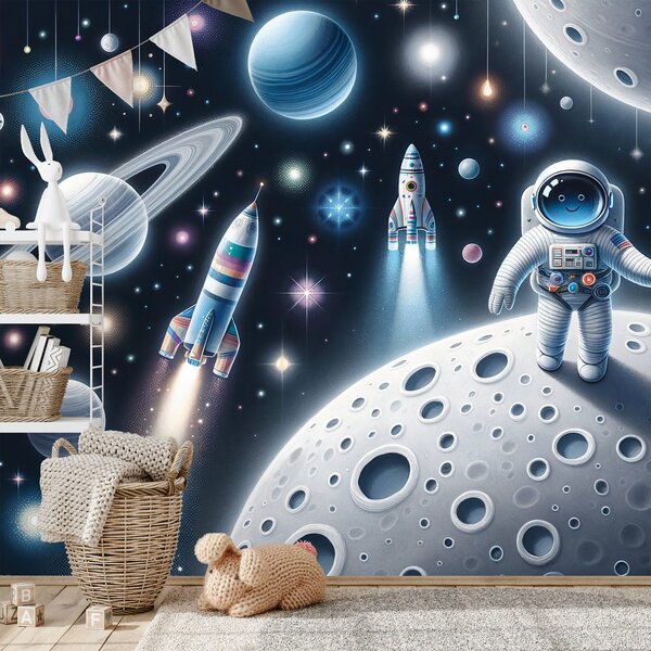 Tapeta dziecięcy kosmos z astronautami