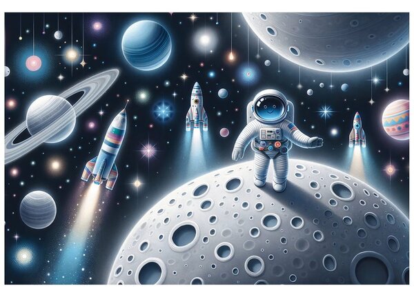Tapeta dziecięcy kosmos z astronautami
