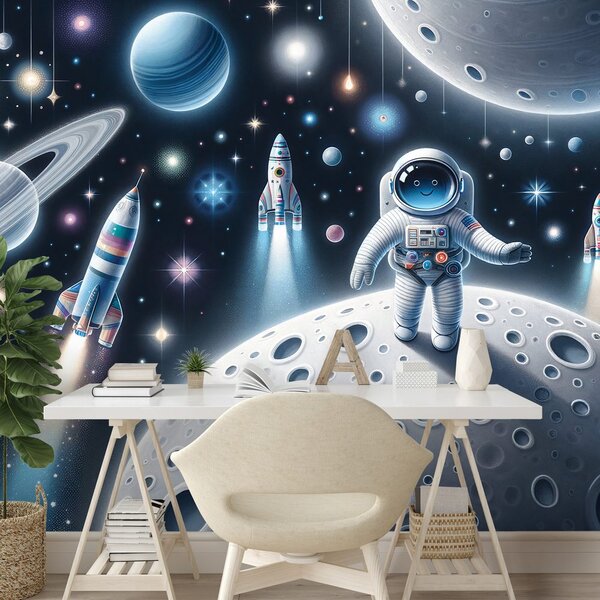 Tapeta dziecięcy kosmos z astronautami