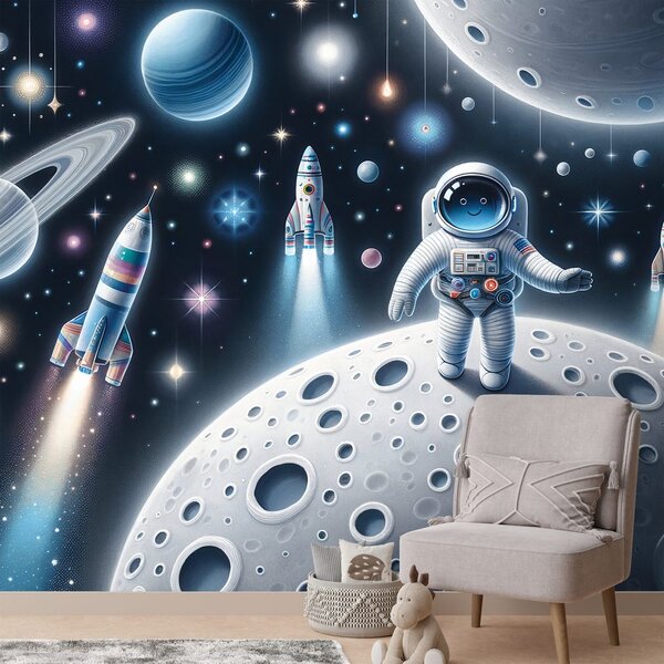 Tapeta dziecięcy kosmos z astronautami