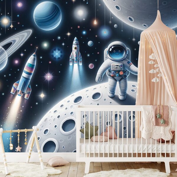 Tapeta dziecięcy kosmos z astronautami