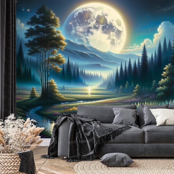 Tapeta magiczny nocny krajobraz z księżycem