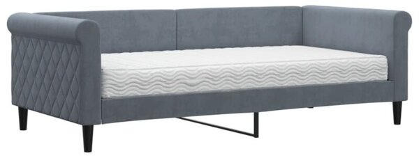 Sofa z materacem do spania, ciemnoszara, 90x190 cm, aksamit