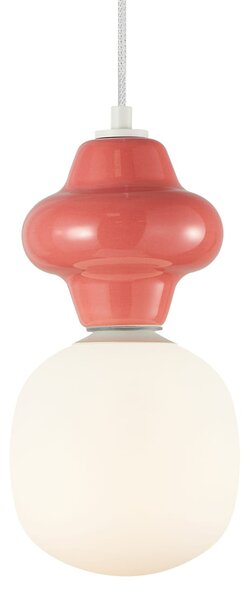 LATERA S lampa wisząca klosz biały czerwona ceramika 1xE14 wykończenie białe PND-94331-1S-RED