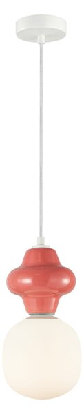 LATERA S lampa wisząca klosz biały czerwona ceramika 1xE14 wykończenie białe PND-94331-1S-RED