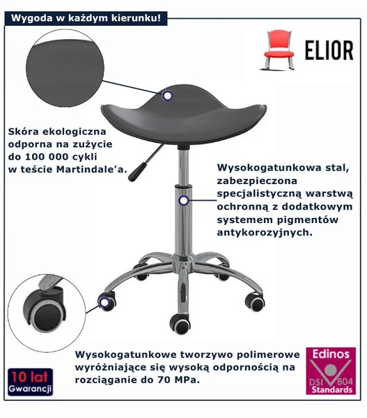 Szary nowoczesny taboret obrotowy regulowany P9-L16