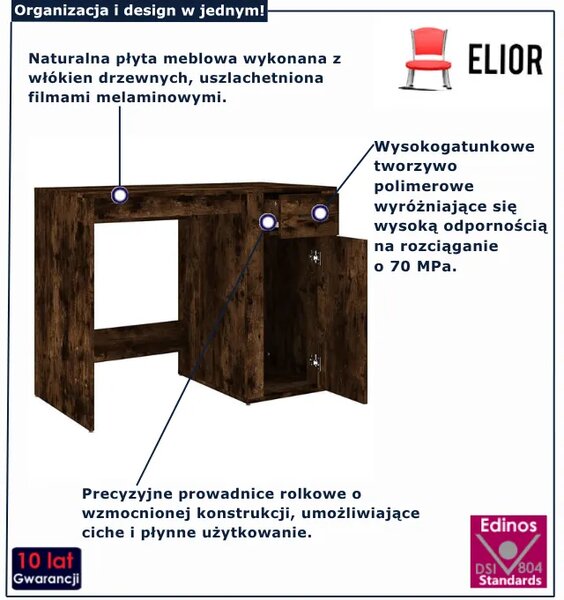 Nowoczesne biurko do biura przydymiony dąb D1-W99