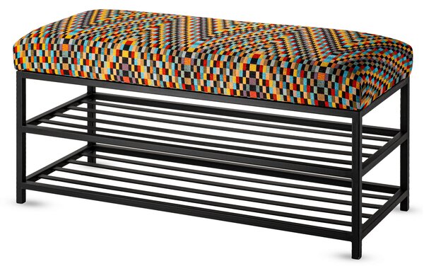 Ławka tapicerowana do przedpokoju Industrialna DOUBLE SHELF BARCELONA