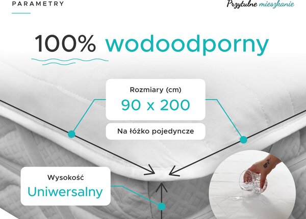 Nieprzemakalny ochraniacz na materac PIKOWANY 90 x 200 cm